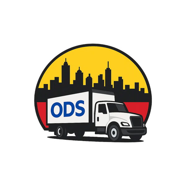 On-Demand Services logo with delivery truck and city skyline
