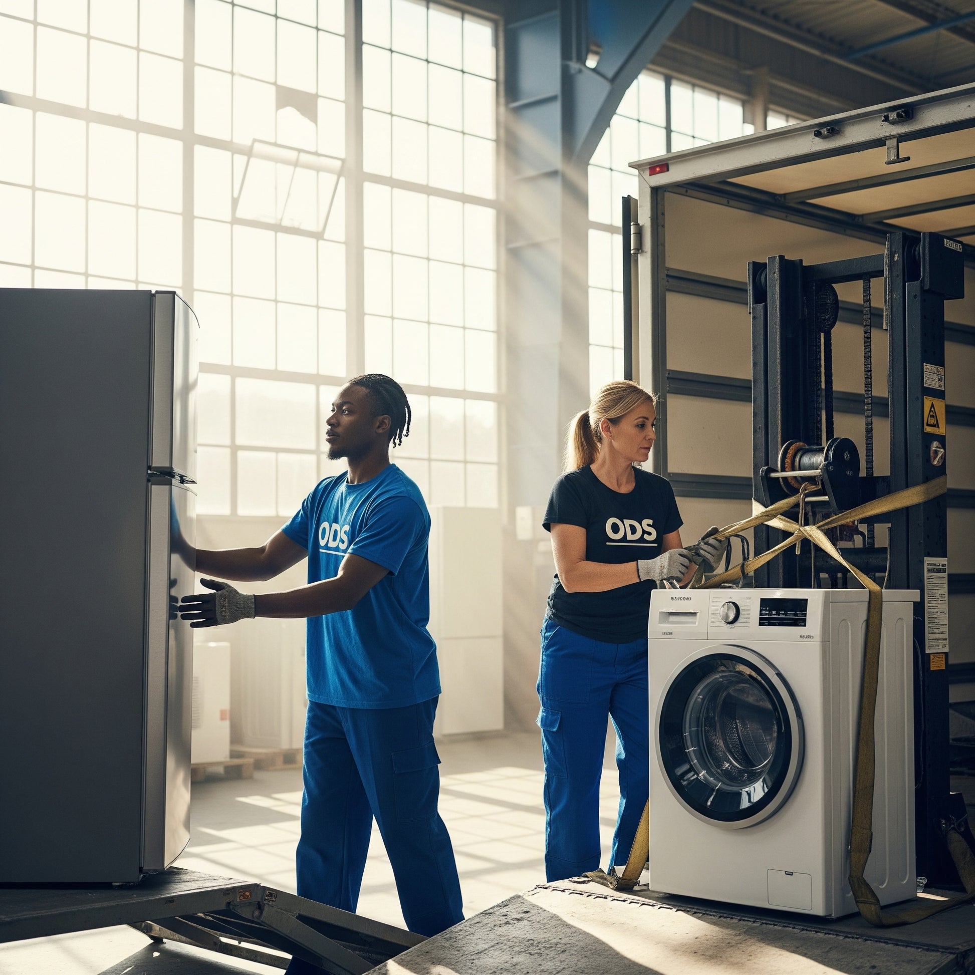 Two ODS employees with two appliances